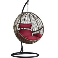 Fauteuil suspendu d'extérieur en rotin PE, hamac suspendu avec coussin et cadre résistant aux UV, fauteuil suspendu en forme d'œuf