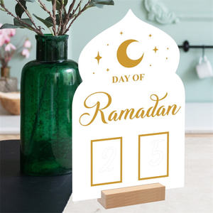 Ramadan-Dekorationen 2026 Muslimischer Islamischer Ramazan Hari Raya Eid Mubarak Mond Stern Acryl Handschrift Countdown-Kalender Eid-Deko - Product Image 3