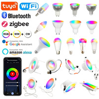 Bombilla Inteligente Tuya Zigbee de 7W, Impermeable, de Plástico y Aluminio, Regulable, con Cambio de Color, Control Remoto, Compatible con Alexa, Google Home y la Aplicación del Hogar