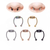 Anneaux de piercing magnétiques en acier chirurgical 316L pour le nez, faux piercing, forme fer à cheval, pour septum