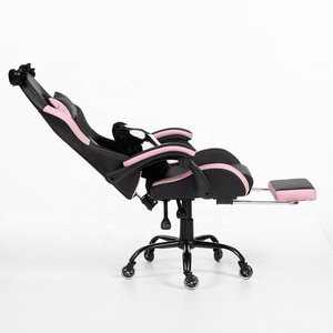 Chaise de jeu ergonomique pour filles et adolescents avec repose-pieds Chaise de jeu de course mignonne avec <span class=keywords><strong>coussin</strong></span> <span class=keywords><strong>lombaire</strong></span> de patte de chat et oreilles de chat - Product Image 4