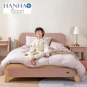 Hanya B2B Boori furnitur kamar tidur kayu Modern bingkai tempat tidur ganda kayu Solid untuk anak-anak