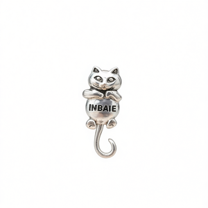 Inbaie <b>Cat</b> Stud Earrings Antique Silver Alloy Unisex Animal Shape Fashion Jewelry <b>Gift</b> - Product Image 1