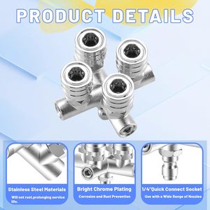 Nouvel ensemble de buses en acier inoxydable YUJIA 4-en-1 (40 rouges, 40 blancs) avec raccord rapide 1/4" 5000 PSI - Product Image 3