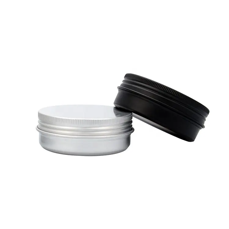 Wholesale 10g 15g 30g 50g 60g 100g 150g round sliver cosmetic metal tin black aluminum jar