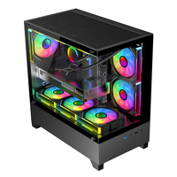 AntarcChill New Design Mid Tower MATX Pc Case Gaming Computer Case Micro Desk Casing Tempered Glass Computer Cabinet Chassis