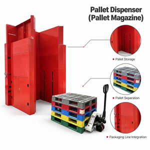 Machine distributrice de palettes industrielles pour l'empilage et l'emballage de palettes en bois - Product Image 1