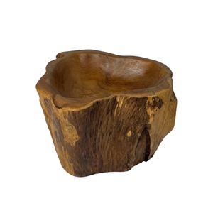 Bol en bois traditionnel de forme irrégulière, en bois de teck, matériau racine de bois, bol en bois massif, vaisselle, accent traditionnel pour la maison - Product Image 1