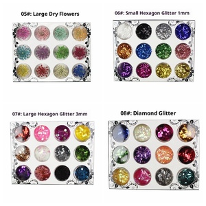 SunelPort Paillettes à ongles 3D style français 12 couleurs or argent feuille grande fleur séchée poudre coquillage <span class=keywords><strong>caviar</strong></span> lumineux - Product Image 3