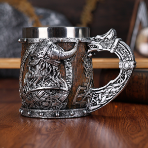 Chope à bière en acier inoxydable personnalisée, style rétro médiéval, dragon, diamant, vintage, pterosaure en relief, style américain, maintien au chaud pendant 6 heures - Product Image 4