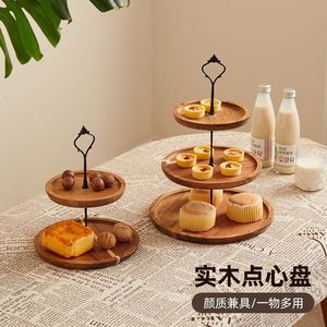 Plateau à fruits en bois double couche avec support pour servir des collations à la maison - Product Image 2