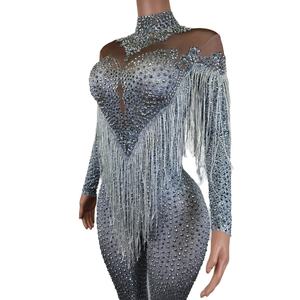 <span class=keywords><strong>Mono</strong></span> Sexy de una Pieza con <span class=keywords><strong>Flecos</strong></span> para Bailarina, Disfraz de Mujer Talla Grande, <span class=keywords><strong>Mono</strong></span> de Moda con Mangas Largas y Pedrería para Fiesta - Product Image 5