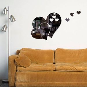 Creative DIY Modern Style 3D Heart Shaped <b>Acrylic</b> <b>Mirror</b> Wall Stickers for Home Living Room Mural Decoration - Product Image 3
