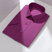 Chemise d'été pour homme en fibre de bambou et polyester, col carré, perlée, respirante, à manches courtes, infroissable et facile d'entretien