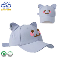 Gorra de Béisbol Azul Claro con Orejas de Gato, de Algodón, con Logotipo Personalizado, para Niños, Actividades Casuales al Aire Libre, Fábrica OEM ODM, BSCI