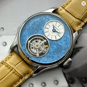 Montre pour homme Merkur 100% Tourbillon, cadran en pierre naturelle, cristal saphir, bracelet en cuir, boîtier en acier inoxydable, résistant à l'eau jusqu'à 20 m - Product Image 2