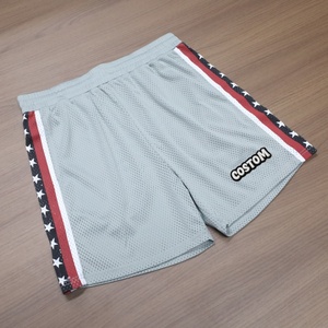 Hot Selling Custom Logo Men's Mesh Shorts Mid Waist <b>Elastic</b> Waist Striped Side Breathable Sport Shorts for Men Summer - Product Image 2