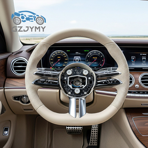 Volant en cuir perforé beige personnalisé pour <span class=keywords><strong>Mercedes</strong></span>-Benz - Vente de volants W223 W214 <span class=keywords><strong>C300</strong></span> C400 S400 S500 E300 E400 - Product Image 1
