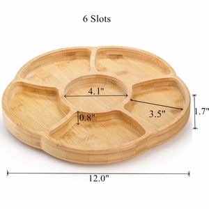 Wooden Rotating Serving <b>Tray</b> With 6 Compartments For <b>Snacks</b> Nuts Candy And Fruit Party Platter - Product Image 2