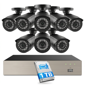 Kit de CCTV AHD con Cable de 8 Canales, Sistema de Cámara de Vigilancia de Seguridad con Visión Nocturna HD, Set de Monitoreo para Interiores y Exteriores del Hogar - Product Image 1