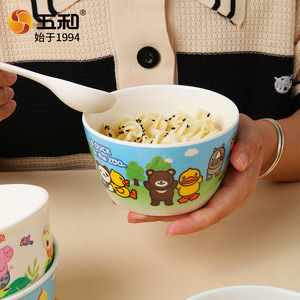 Wuhe Childrens Bowl Melamine Cartoon Design For Kids 2-4 Years Straight Body Anti Slip Bowl - Product Image 4