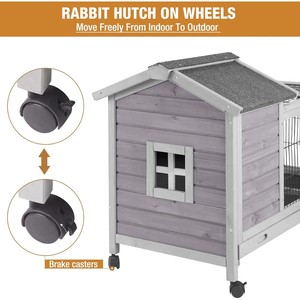 Doppia casa coniglio Hutch ruote in metallo al coperto all'aperto gabbia di cavia con più profondo senza perdite vassoi modello animale Pet House - Product Image 3