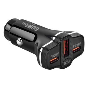 מטען לרכב 60W USB C מצית סיגריות כפול C מתאם מטען לרכב סופר מהיר PD30W+PD30W מטען לטלפון לרכב