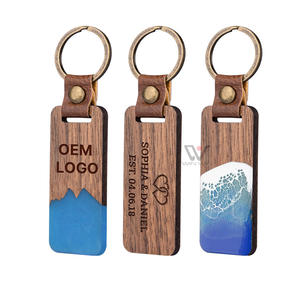 Nouveau produit personnalisé bricolage Laser gravé bois porte-clés Laser porte-clés motif personnalisé Logo en bois métal porte-clés - Product Image 2