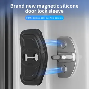 Housse de protection en Silicone pour serrure de porte de voiture, 4 pièces, pour <span class=keywords><strong>Renault</strong></span> Duster Captur Koleos Megane R.S, coussin absorbant les chocs, accessoires de voiture - Product Image 3