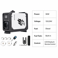 5KW Kompakt Dikey Hepsi Bir Arada Dizel Isıtıcı 12V 24V 220V Üçü Bir Arada Güç Kaynağı Dahili Depo LCD ve Uzaktan Kumanda Kamyon Karavan için