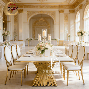 <b>Dining</b> Room Furniture Event <b>Dining</b> Wedding Hotel Stainless Steel Metal Base Rectangle <b>Dining</b> <b>Table</b> - Product Image 5