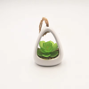 <span class=keywords><strong>Pot</strong></span> de fleurs suspendu <span class=keywords><strong>en</strong></span> porcelaine blanche émaillée de qualité supérieure, forme géométrique triangulaire, durable, pour <span class=keywords><strong>plantes</strong></span> d'intérieur et d'extérieur, jardin, succulentes - Product Image 1