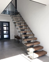 Escalier en colimaçon préfabriqué à poutre simple, sur mesure, marches en bois de chêne massif, escalier droit intérieur pour villa
