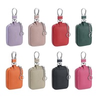 Étui pour Airpods en cuir véritable grainé lychee, mini, portable, anti-perte, avec fermeture éclair pour Airpods