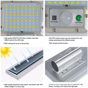 Farola Solar LED Integrada con Carcasa de Aluminio, Sensor de Movimiento y Control de Luz, Lámpara de Jardín Exterior Impermeable - Product Image 4