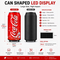 Écran LED géant en forme de canette |   360 °   Écran publicitaire numérique avec refroidisseur en option, affichage publicitaire P1.25-P2.5 pour les boissons