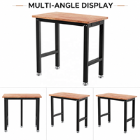 Banc de travail en acier avec plateau en bois, support OEM, poste de travail debout, multiprise intégrée, pieds réglables
