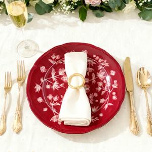 <b>Red</b> French Vintage Elegance Pastoral Style Vintage Floral Ceramic <b>Dinner</b> Plate <b>Set</b> Tableware Wedding Plate <b>Sets</b> Dinnerware - Product Image 6