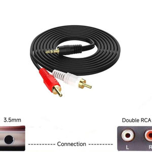 Factory 1,5 M 3M 5M Longitud personalizada Macho <span class=keywords><strong>a</strong></span> macho AUX 3,5mm Jack <span class=keywords><strong>a</strong></span> 2RCA Splitter Cables para PC/MP3/MP4/TV/Teléfono <span class=keywords><strong>celular</strong></span>/Audio para automóvil - Product Image 5