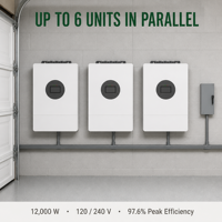 Onduleur solaire hybride biphasé 12KW 12000W 120/240V à double MPPT, à onde sinusoïdale pure, pour système de stockage d'énergie