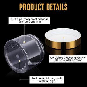 Envases Cosméticos Vacíos de Lujo de 8oz, Cilíndricos, Biodegradables, de PET Transparente, con Tapa de Rosca de Aluminio/Plástico Dorada para Lociones - Product Image 4