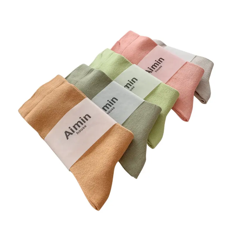 Dames Vrouwen Hoge Kwaliteit Effen Kleur Sokken Katoen Custom Logo Casual Eenvoudige Dunne Sokken Fabrikanten