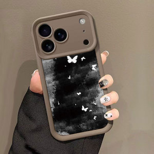 เคสโทรศัพท์ iPhone 17 ดีไซน์เท่สไตล์ยุโรปและอเมริกา ลายผีเสื้อสีเข้ม ทรายเพชร ป้องกันการกระแทกแบบเต็มตัว - Product Image 2