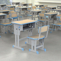 Tables d'étude et chaises en plastique et acier pour salles de classe scolaires, modernes, durables et écologiques RSD