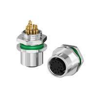 Connecteur étanche M12 femelle Lshitech à 2/3/4/5/6/7/8/9/10/11/12/13/14/15/16/17 broches avec prise à écrou pour montage sur panneau métallique