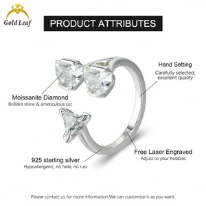 Anillo Fino de Plata de Ley 925 con Piedra de Moissanita de 1ct 2ct 3ct D VVS, Joyería Goldleaf Personalizada para Bodas y Fiestas - Product Image 5