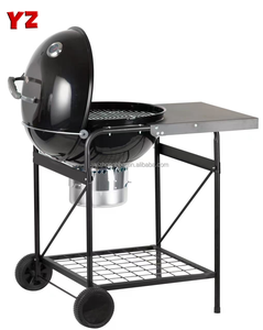 Parrilla de carbón de 57CM con mesa Parrilla de cocina ajustable Parrilla de carro de mesa lateral con un termómetro de lujo - Product Image 2