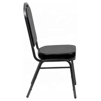 Chaises de banquet modernes en fer noir avec assise épaisse et dossier couronné, empilables, durables, pour usage commercial, salle à manger, hôpital, atelier, entrée