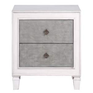 DB Modern Rustic Grey and Weathered White 2-Drawer Smart Nightstand <b>Bedside</b> <b>Cabinet</b> for Apartments <b>Wood</b> Panel Style - Product Image 2