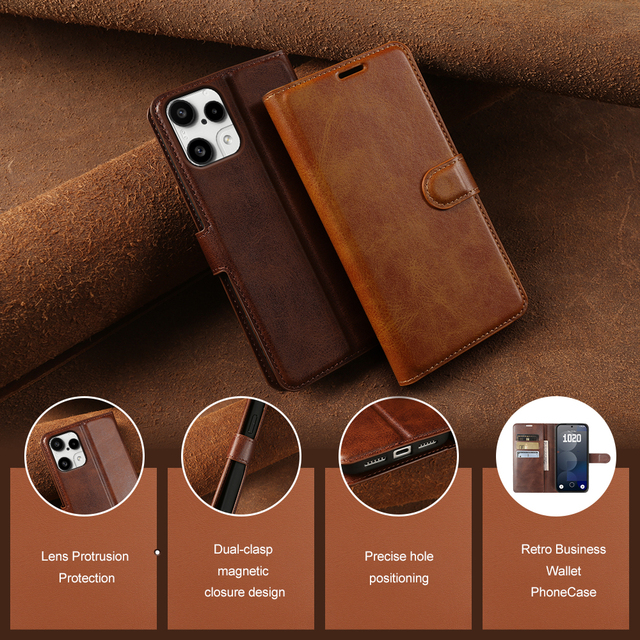 Anti-Drop Flip PU Leather Wallet Phone Case for Nothing Phone 4a/3a/2a Pro & All Series Full Protection